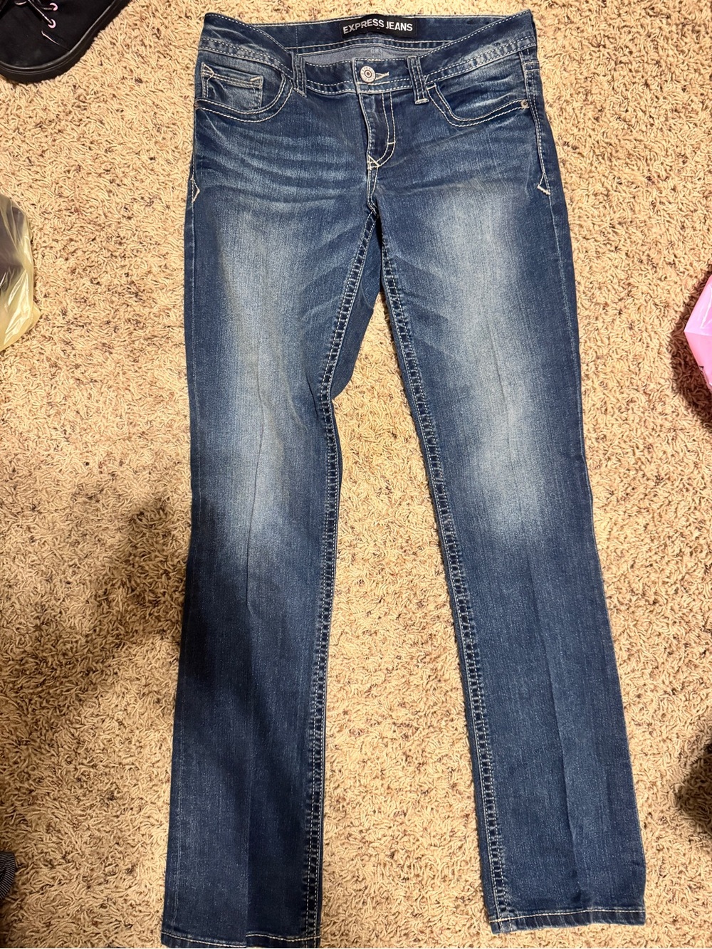 Express Women's Bootcut Jeans in Medium Blue Wash